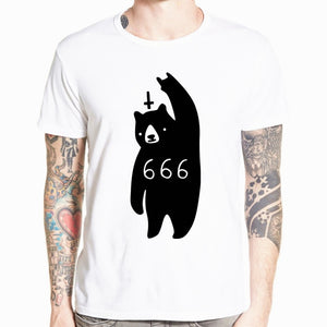 666 bear Satan T-shirt Fashion Short sleeve O-Neck