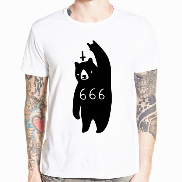 666 bear Satan T-shirt Fashion Short sleeve O-Neck